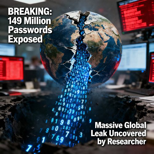 Infographic showing the breakdown of 149 million leaked credentials including Gmail, Facebook, and Netflix accounts discovered by Jeremiah Fowler.