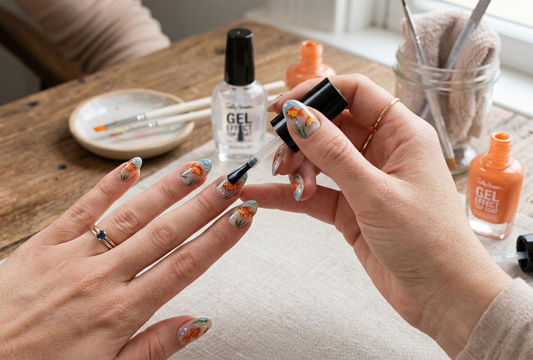 How to Apply The Top Coat Seal for Lasting Gold Fish Nails How to Apply The Top Coat Seal for Lasting Gold Fish Nails