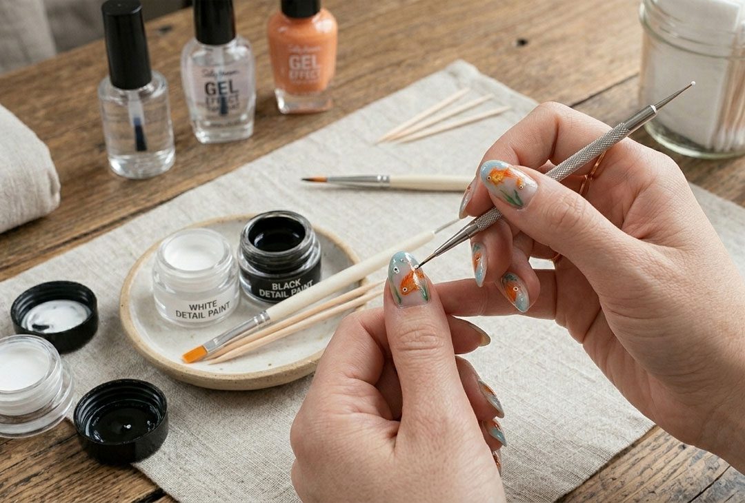 How to Create the Eye & Mouth Details for Your Gold Fish Nail Art How to Create the Eye & Mouth Details for Your Gold Fish Nail Art