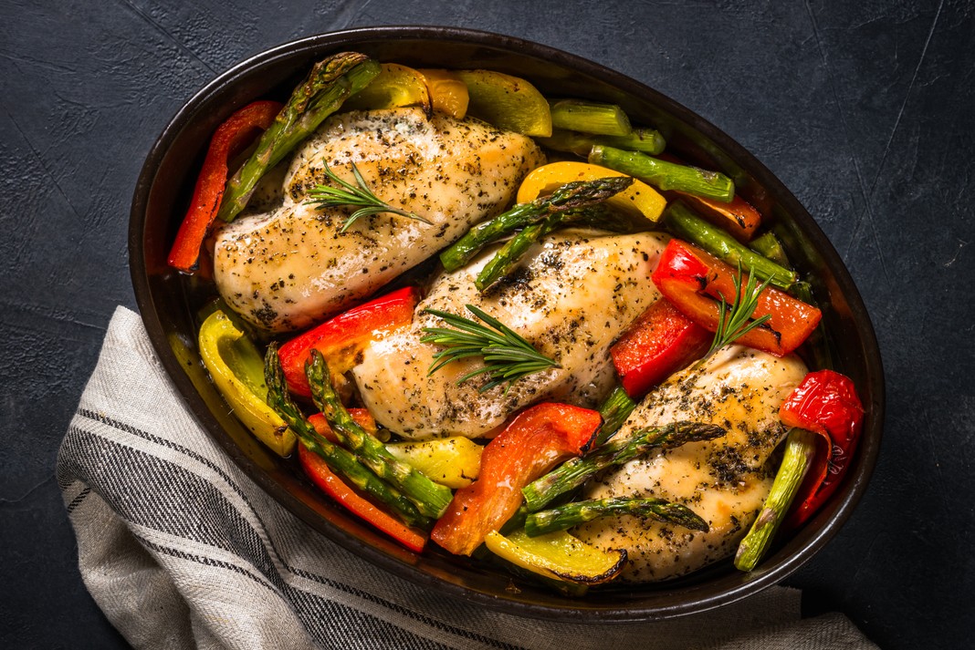 30 Minute One Pan Lemon Garlic Chicken & Veggies Delight!